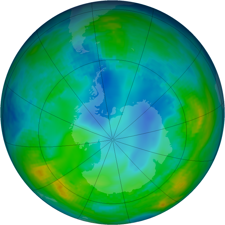 Antarctic ozone map for 18 May 1992